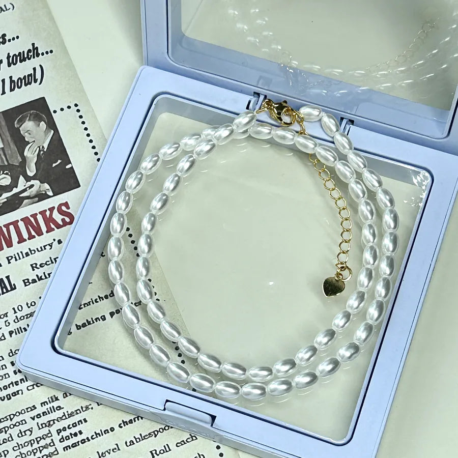 Elegant Geometric Artificial Pearl Copper Beaded Chain Beaded Necklaces Wholesale