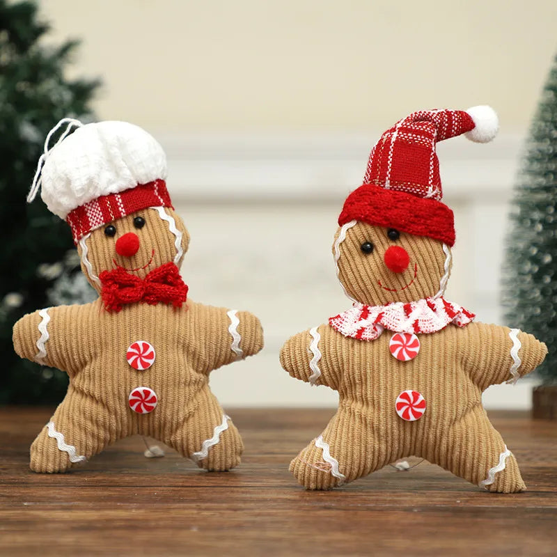 Creative Christmas Gingerbread Man Doll Pendant Holiday Cartoon Doll Decorations Christmas Tree Decoration Accessories Props