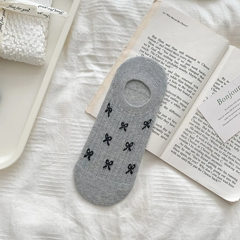 A Pair Cute Sweet Women's Bow Knot Cotton Ankle Socks