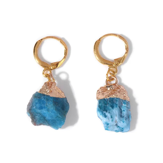 1 Pair Sweet Geometric Inlay Agate Natural Stone Earrings