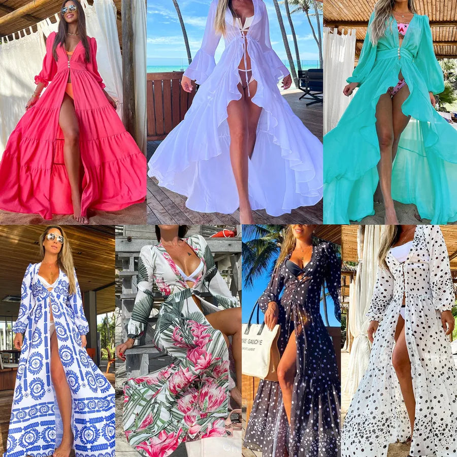 Sexy Beach Solid Color Cover Ups Polyester Sunscreen Shirt Swimwear