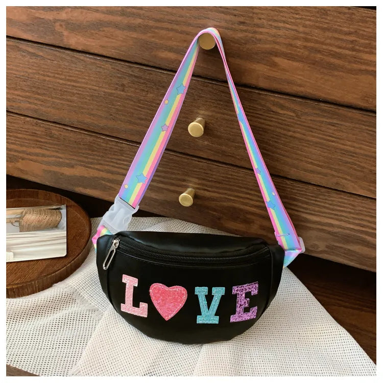 Children's Bag High-value Cute Sequin Baby's Western-style Chest Bag Girls' Colorful Lightweight Crossbody Bag PU Waist Bag