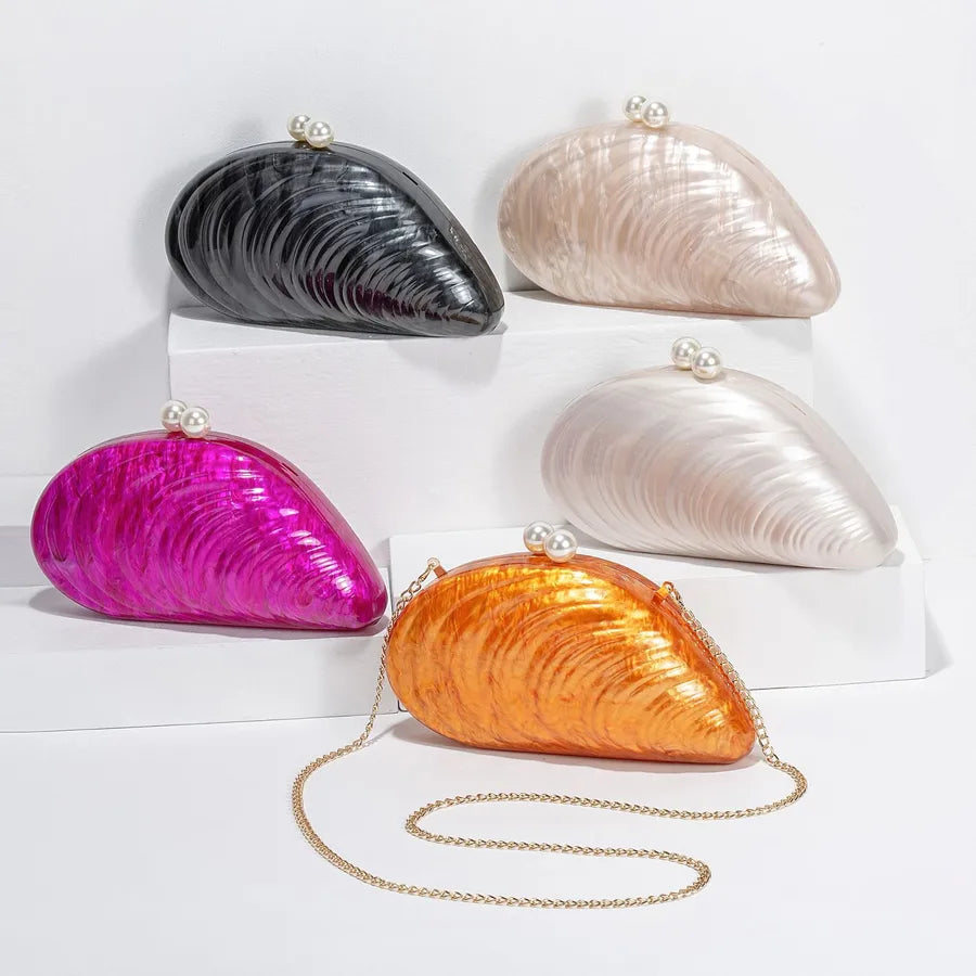Shell Color Orange Rose Red Arylic Solid Color Shell Evening Bags