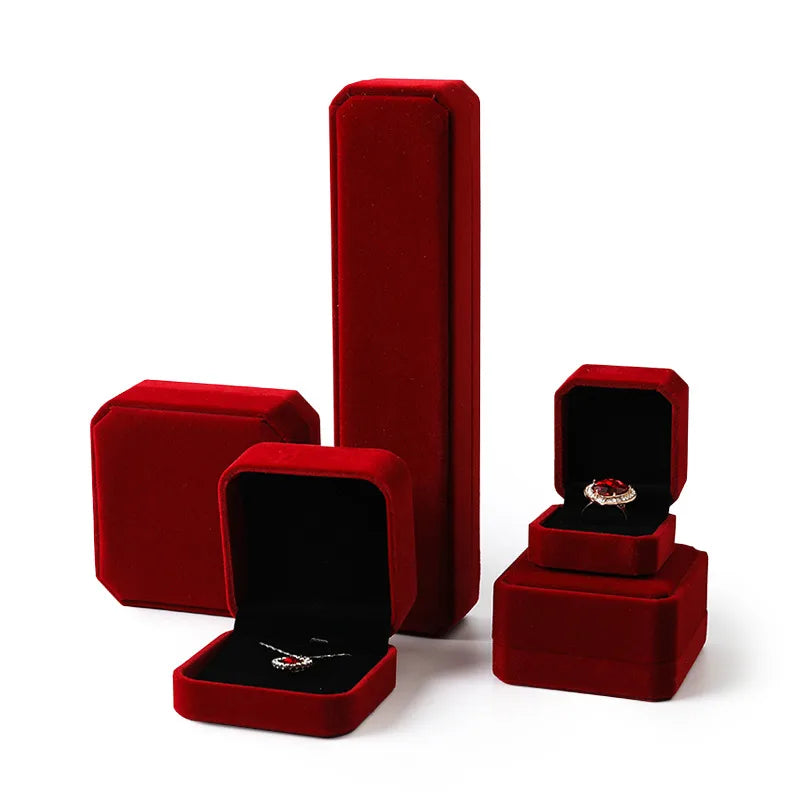 Simple Style Solid Color Flannel Jewelry Boxes