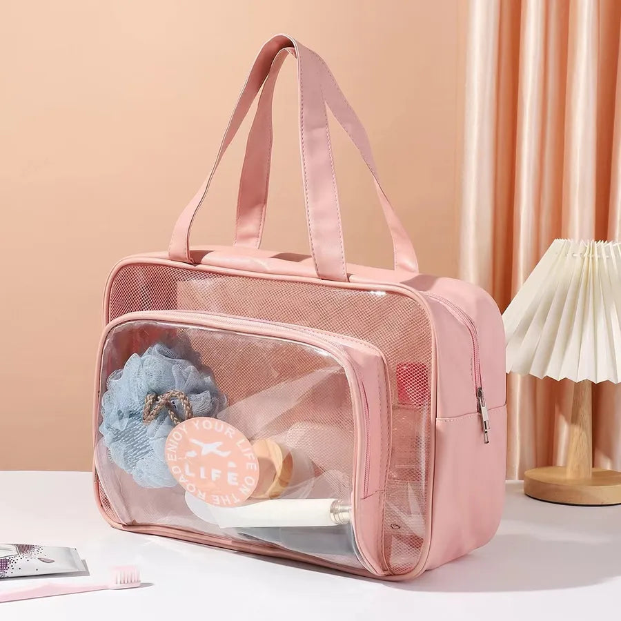 Dry Wet Separation Wash Bag Transparent PVC Portable Shoulder Swim Bag Fitness Bath Bag Waterproof Storage Bag Wholesale