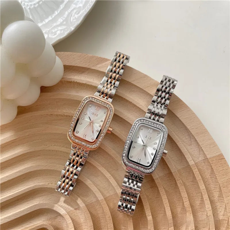 Elegant Business Luxurious Rectangle Butterfly Double Snap Quartz Watch