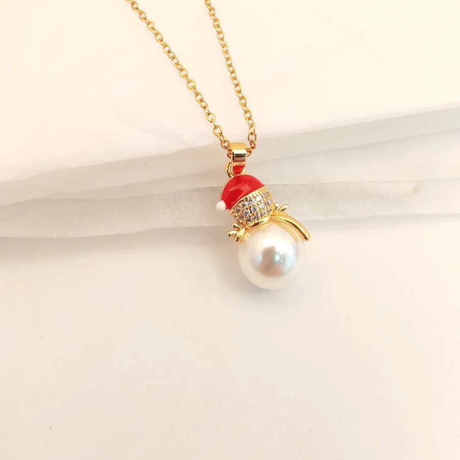 Titanium Steel Zirconia Pendant Necklace Women's Fashionable Versatile Micro-Set  Christmas Series