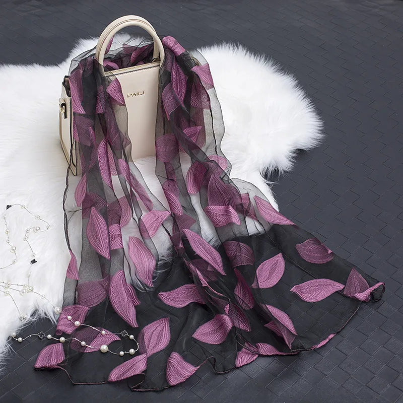 women's simple style color block organza scarf