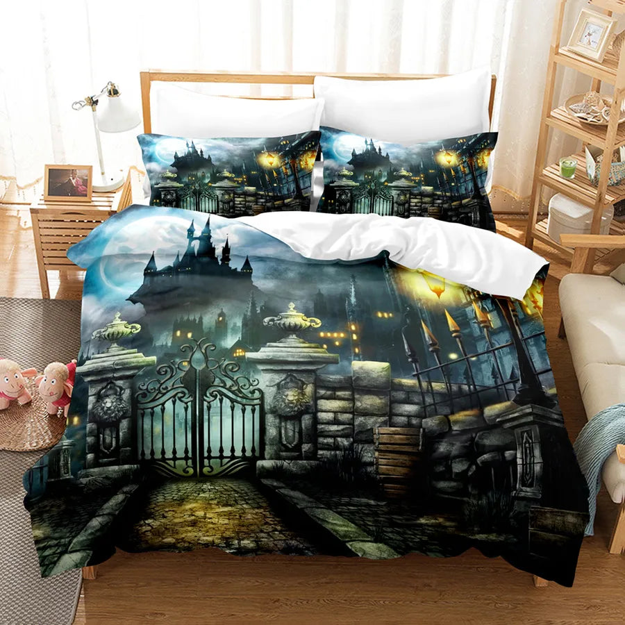 Halloween Casual Pumpkin Castle chemical fiber Beddings Bedding
