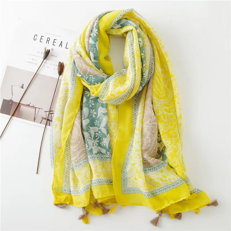 new scarf retro stitching bohemian cashew print silk scarf sunscreen yiwu wholesales