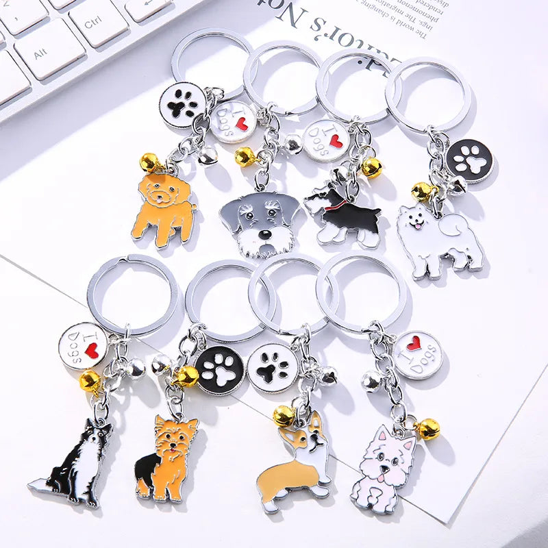 fashion dog metal unisex bag pendant keychain 1 piece
