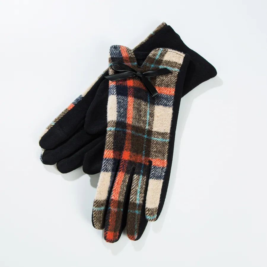 women's vintage style tartan cotton polyester gloves 1 pair