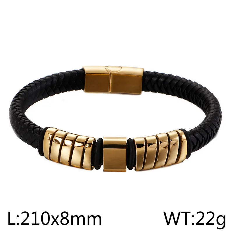 hip-hop retro geometric titanium steel plating men's bangle