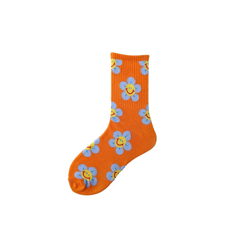 Women's Simple Style Color Block Cotton Crew Socks A Pair