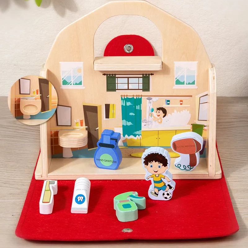 Children's Wooden Afternoon Tea Ice Cream Dessert Simulation Tea Set Handheld Box Baby House Role Play Educational Toys