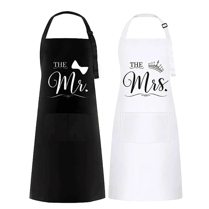 Amazon hot selling printed letters MR MRS couple couple microwave oven heat insulation gloves apron