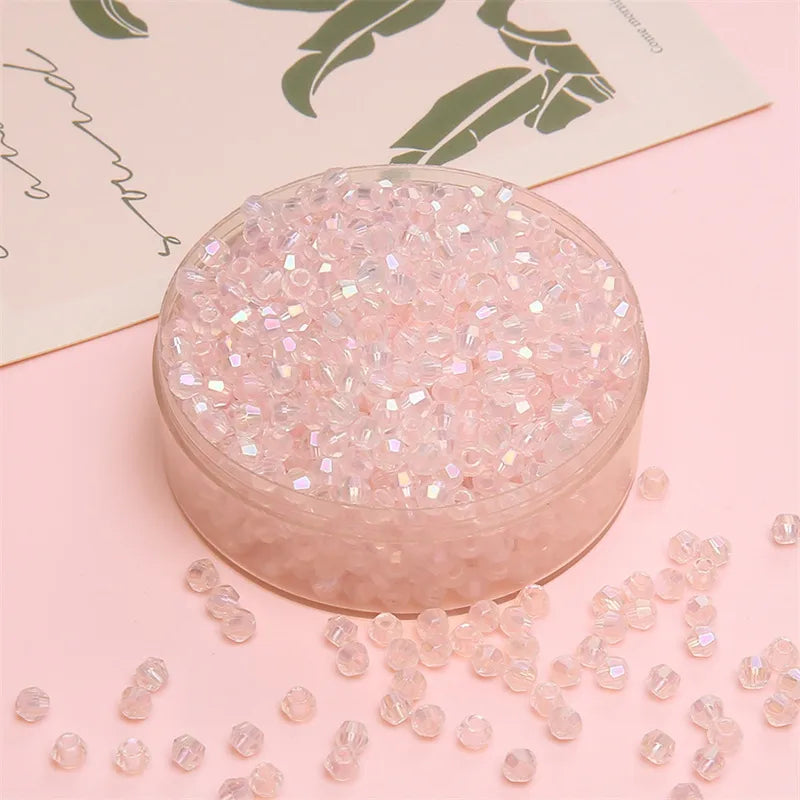 4mm Facet Rainbow Rhombus Crystal Beads Glass DIY Handmade Loose Beads Material Jewelry Accessories Ornament Making Kit