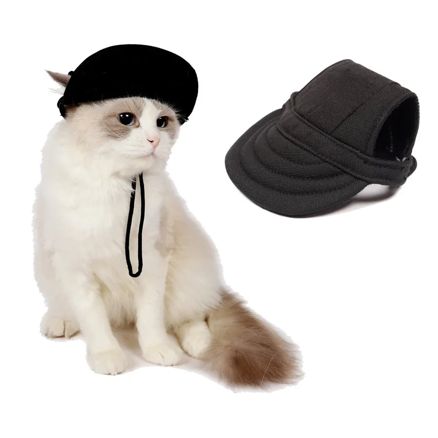 simple style canvas oxford cloth stripe pet hat