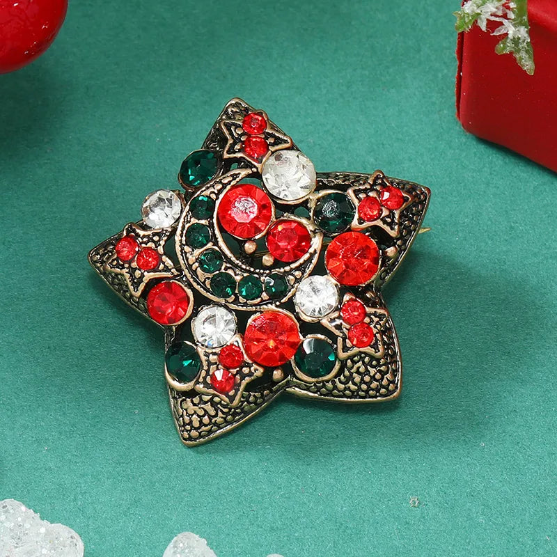 Christmas Bow Knot Bell Snowflake Alloy Plating Inlay Rhinestones Unisex Brooches 1 Piece