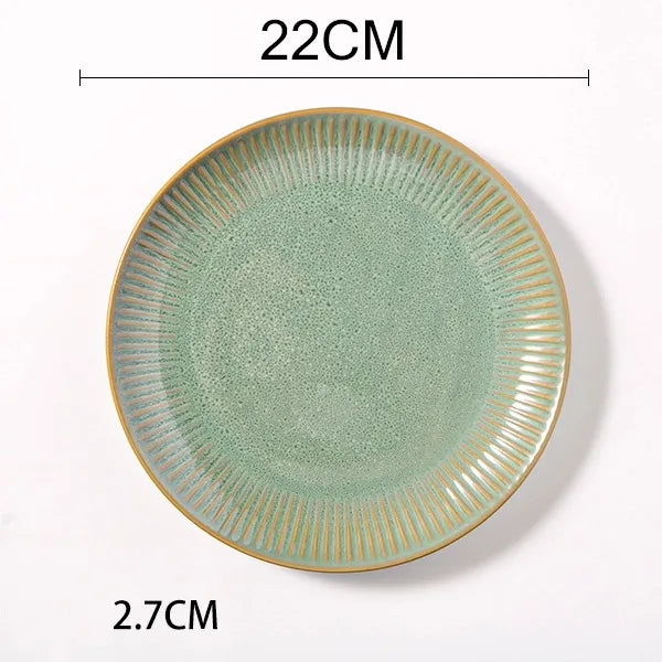 Retro Solid Color Flower ceramics Tableware 1 Piece