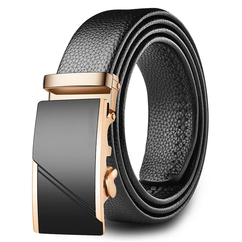 direct Belt Men's wholesale Youth Business soft leather 3.5 Automatic buckle Black Belt running Jianghu goods source