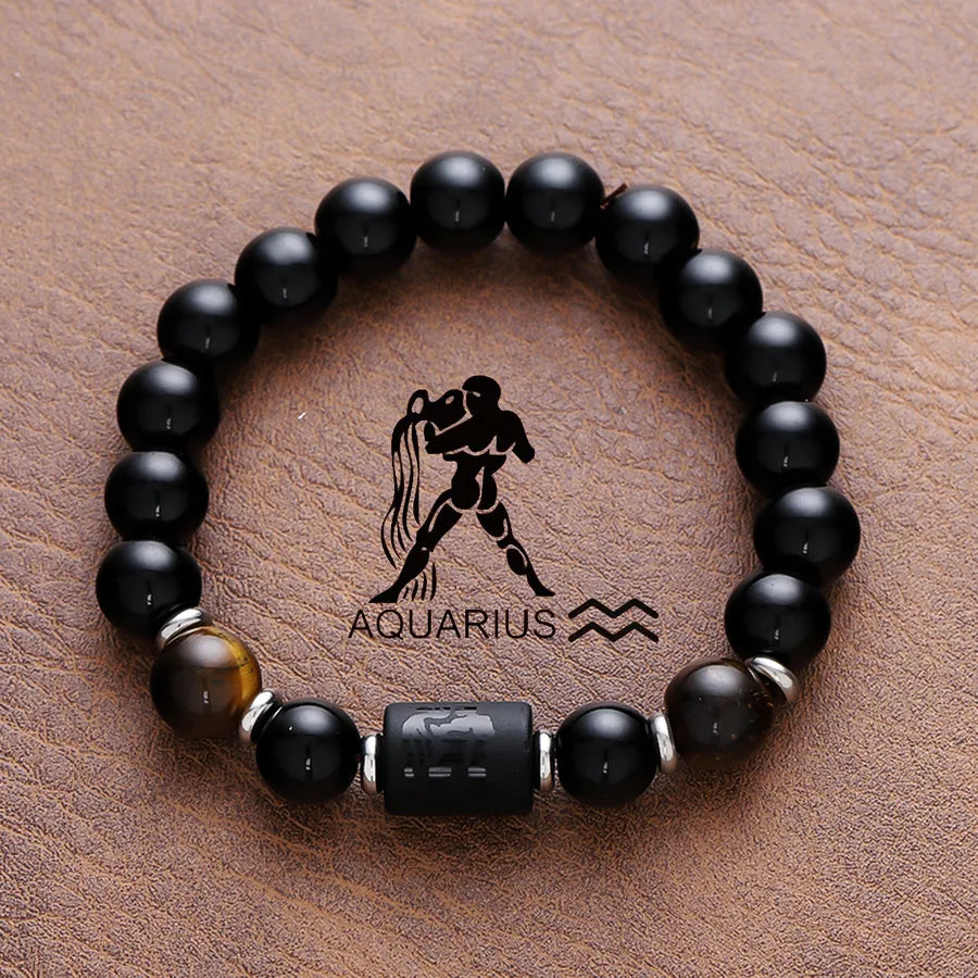 Vintage Style Simple Style Constellation Titanium Steel Plating Unisex Bracelets Men Beaded Bracelets