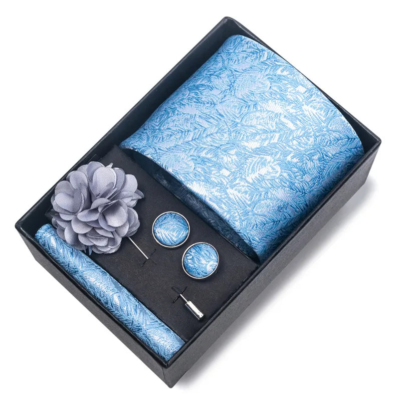 commute geometric stripe cashew nuts polyester yarn men's square scarf cufflinks tie