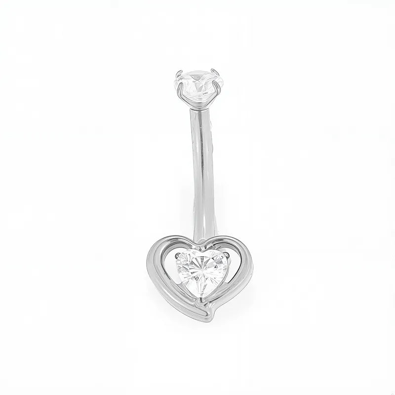 1 Piece Belly Rings Casual Cute Hip-Hop Water Droplets Heart Shape Crown Titanium Alloy Plating Zircon 18K Gold Plated