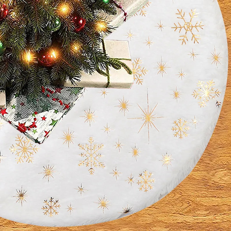 Christmas Decorative Mini Golden Snowflake Atmosphere Carpet Christmas Tree Skirt Base Party Decoration Festive Cartoon Style