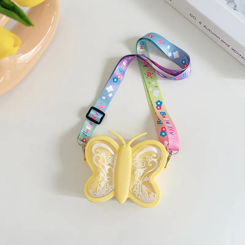 Children's Baby quicksand Butterfly Silicone Crossbody Small Bag Kneading Music Decompression Rodent Control Pioneer Girls Infant Bubble