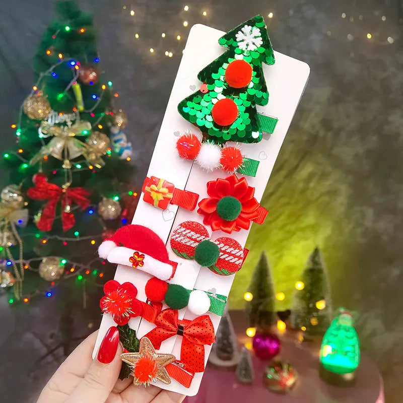 Christmas Christmas Bow Knot Cloth Metal Party Hairpin