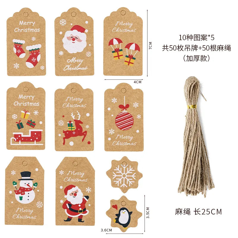 Christmas Fashion Christmas Tree Santa Claus Snowman Kraft Paper Party Hanging Ornaments