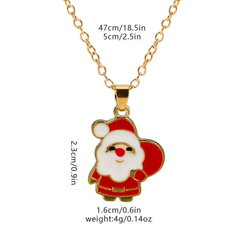 Christmas Elements Deer Santa Claus Alloy Pendant Necklace Christmas Socks Drop Oil Bell Pendant Best Friend Jewelry
