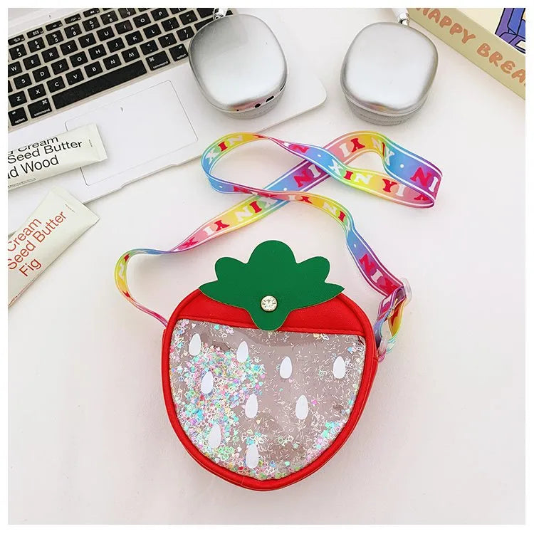 Girl'S Nylon Strawberry Cute Oval Zipper Shoulder Bag