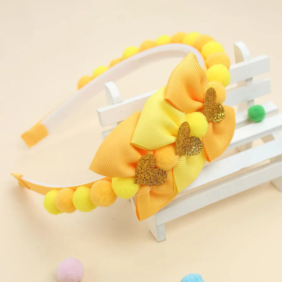 New Valentine's Day Hair Ball Double-layer Bubble Flower Bow Hair Band Sweet Cute Girl Headwear