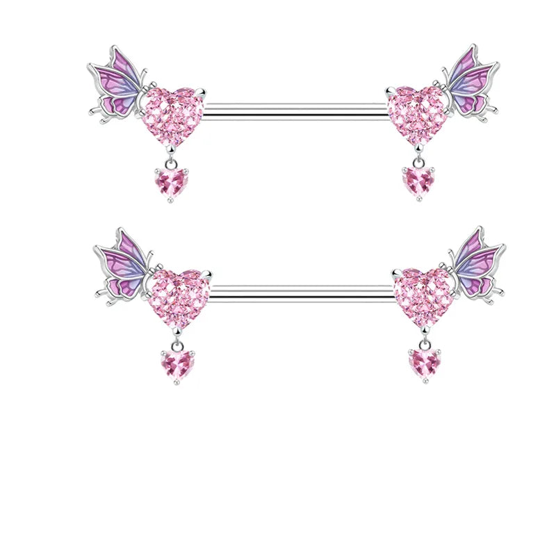 cute sexy animal heart shape stainless steel alloy copper asymmetrical plating inlay zircon 14k gold plated 18k gold plated silver plated cartilage earrings belly ring nose ring