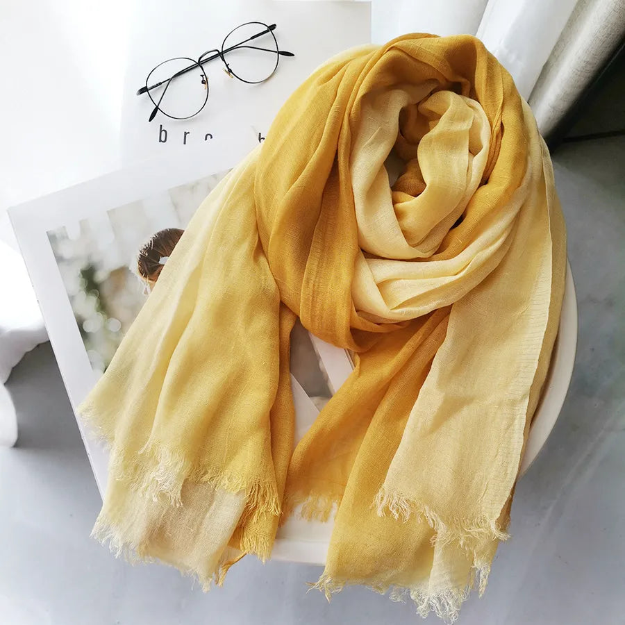 women's elegant gradient color cotton scarves & gloves