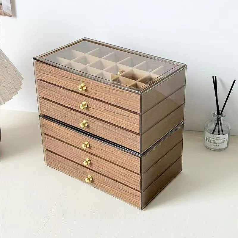 New Large Capacity Multi-layer Walnut Pattern Jewelry Storage Box Earring Necklace Accessory Headwear Handwear Storage Box