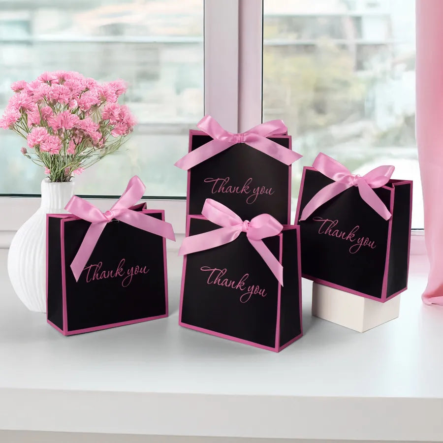 Classic Style Color Block Bow Knot Paper Party Date Gift Bags Party Supplies Gift Wrapping Supplies 10 PCS/Package