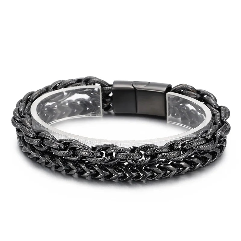 Basic Solid Color Titanium Steel Chain 18K Gold Plated Men's Bracelets