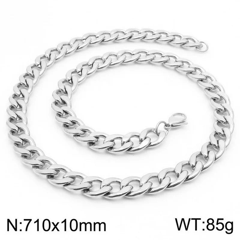 simple style solid color stainless steel plating necklace chain 1 piece