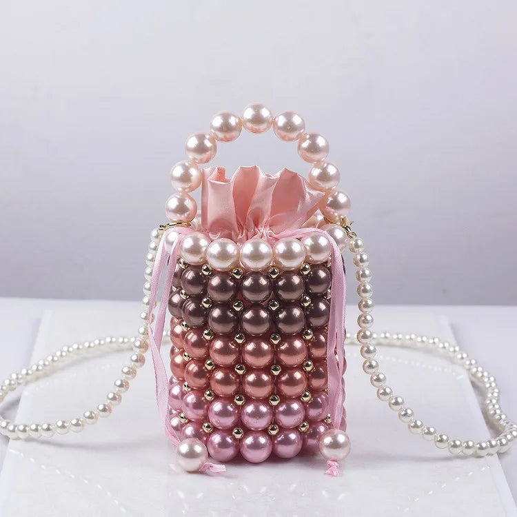 Women's Small Arylic Geometric Streetwear Beading Bucket Open Bucket Bag