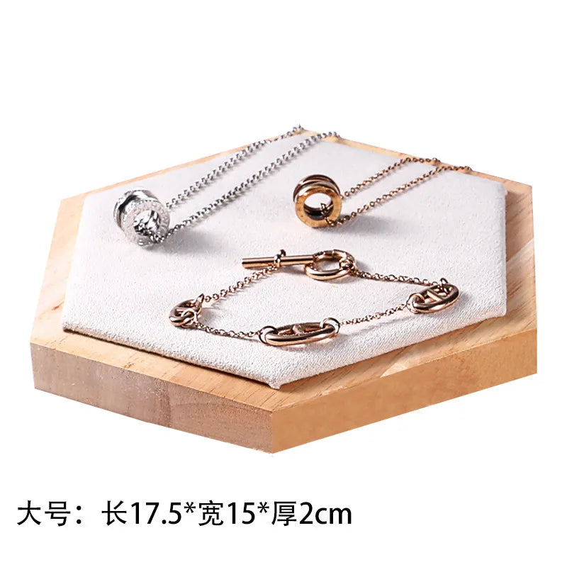 Jewelry Display Stand Earring Bracelet Necklace Ring Holder Wooden Hexagonal Structure Academic Style Crafted From Solid Wood