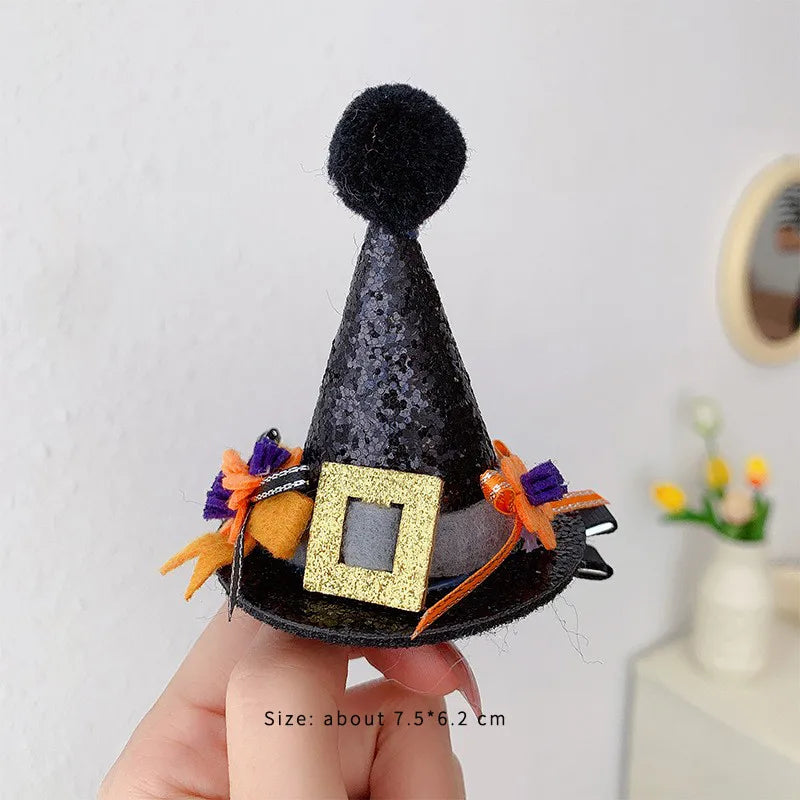 exaggerated funny halloween pattern pumpkin bow knot alloy cloth hair clip
