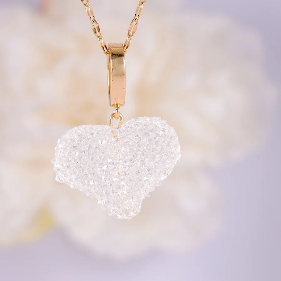 Wholesale Jewelry Cute Sweet Heart Shape 304 Stainless Steel Copper cable chain Pendant Necklace