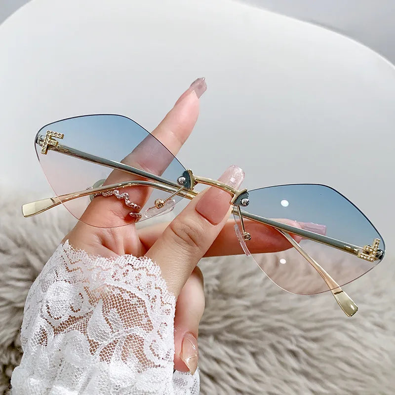 Basic Simple Style Solid Color Ac Special-Shaped Mirror Frameless Women's Sunglasses