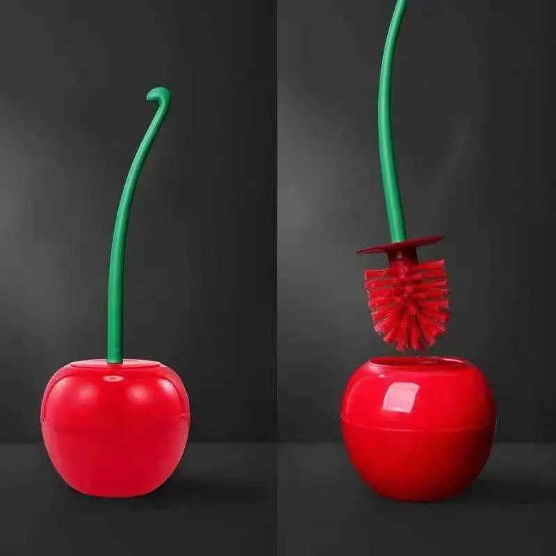Long handle soft fur toilet brush suit Cherry toilet brush daily necessities  creative plastic cleaning brush toilet brush