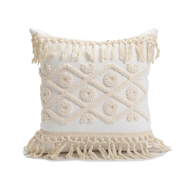 Bohemian Style Geometric Pattern Velvet Pillowcase Sofa Decorative Cushion Living Room Sample Room Decoration Plush Circle