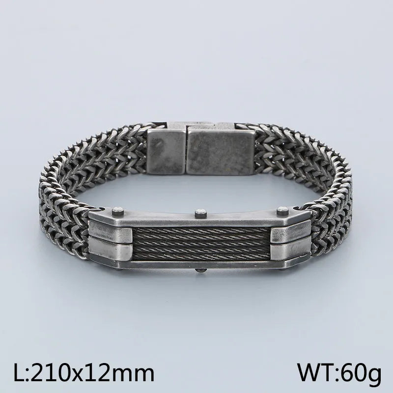 Hip-Hop Solid Color 304 Stainless Steel 18K Gold Plated Men's Bracelets
