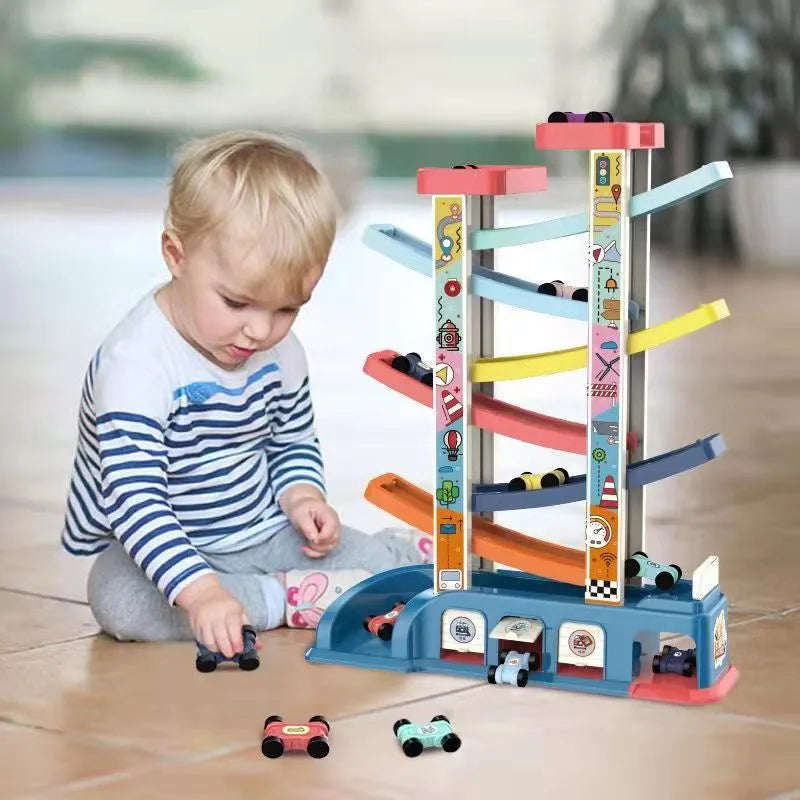 Children's toy car boy girl baby gliding track car parking car pull-back car inertia car toy